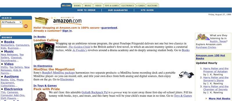 Web de Amazon en 1999